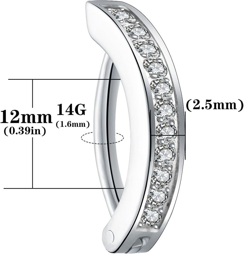 VOJO 14G G23 Titanium Clicker Belly Button Ring,10/12mm Reverse Curved Hoop Navel Barbell Piercing Jewelry - Image 5